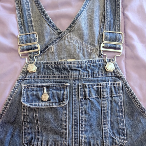 Gap Industrial Overall Shorts Blue Jean Romper - Picture 1 of 5